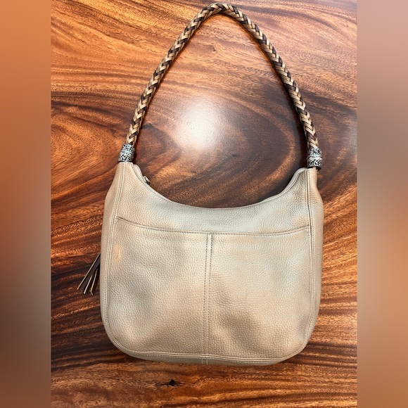 Brighton Hobo Barbados Handbag Bronzed Brown Pebbled Leather Braided PreLoved - Picture 11 of 15